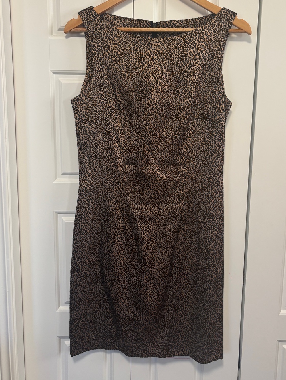 Table Eight Sleeveless Leopard Print Pencil Dress.